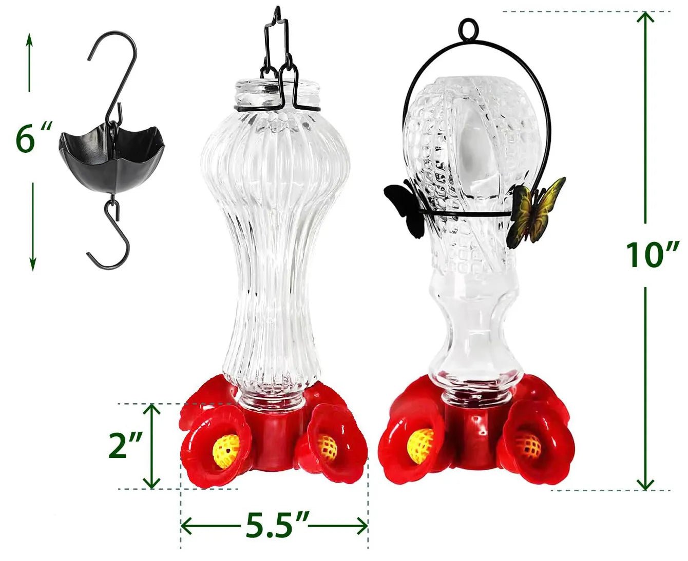 Flowers Glass Hummingbird Feeder With Ant Moat - TRENDVYO