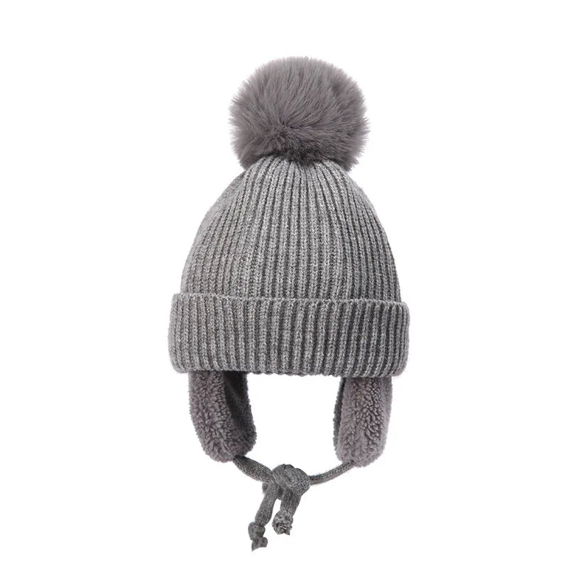 Gorro de invierno de punto para niños con orejeras