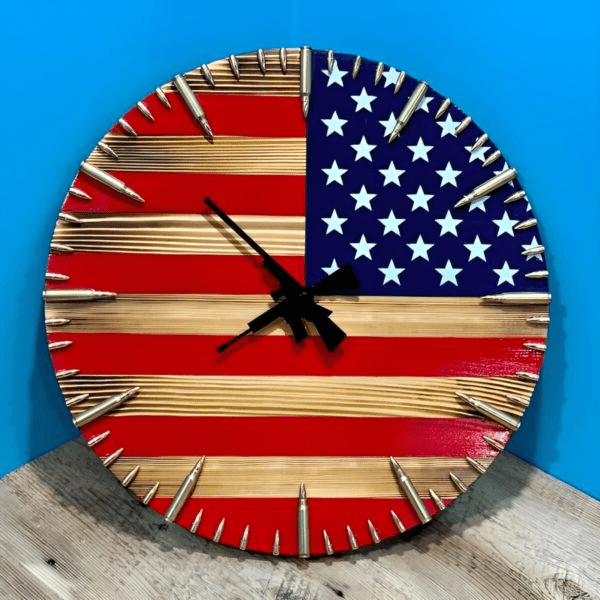 Handmade American Flag Clock | Handmade Patriotic Flag Bullet Clock - TRENDVYO