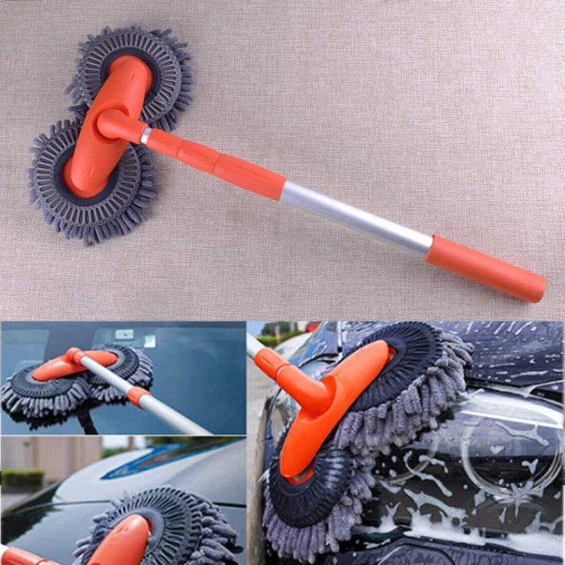 Cepillo de lavado de coches con cabezal giratorio