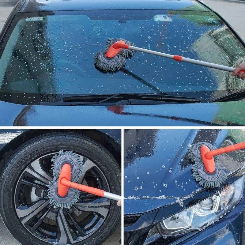 Cepillo de lavado de coches con cabezal giratorio