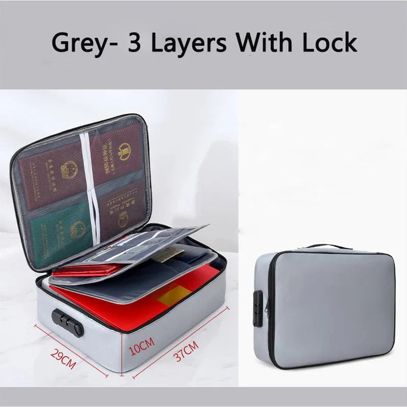 Organizador de documentos - Bolsa de seguridad multicapa con cremallera para tarjetas, archivos y almacenamiento de viaje