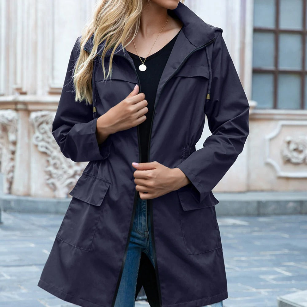 Gabardina Elegante con Cremallera para Mujer