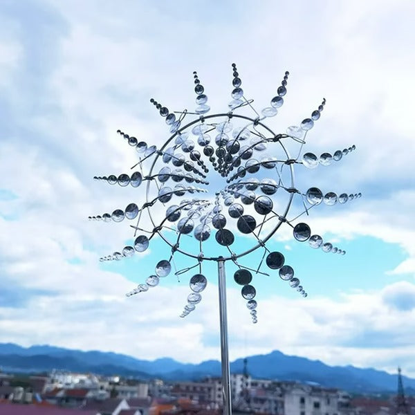 Molino de Viento Metálico para Jardín - Hélice Decorativa de Doble Movimiento para una Decoración de Jardín Única y el Regalo Perfecto