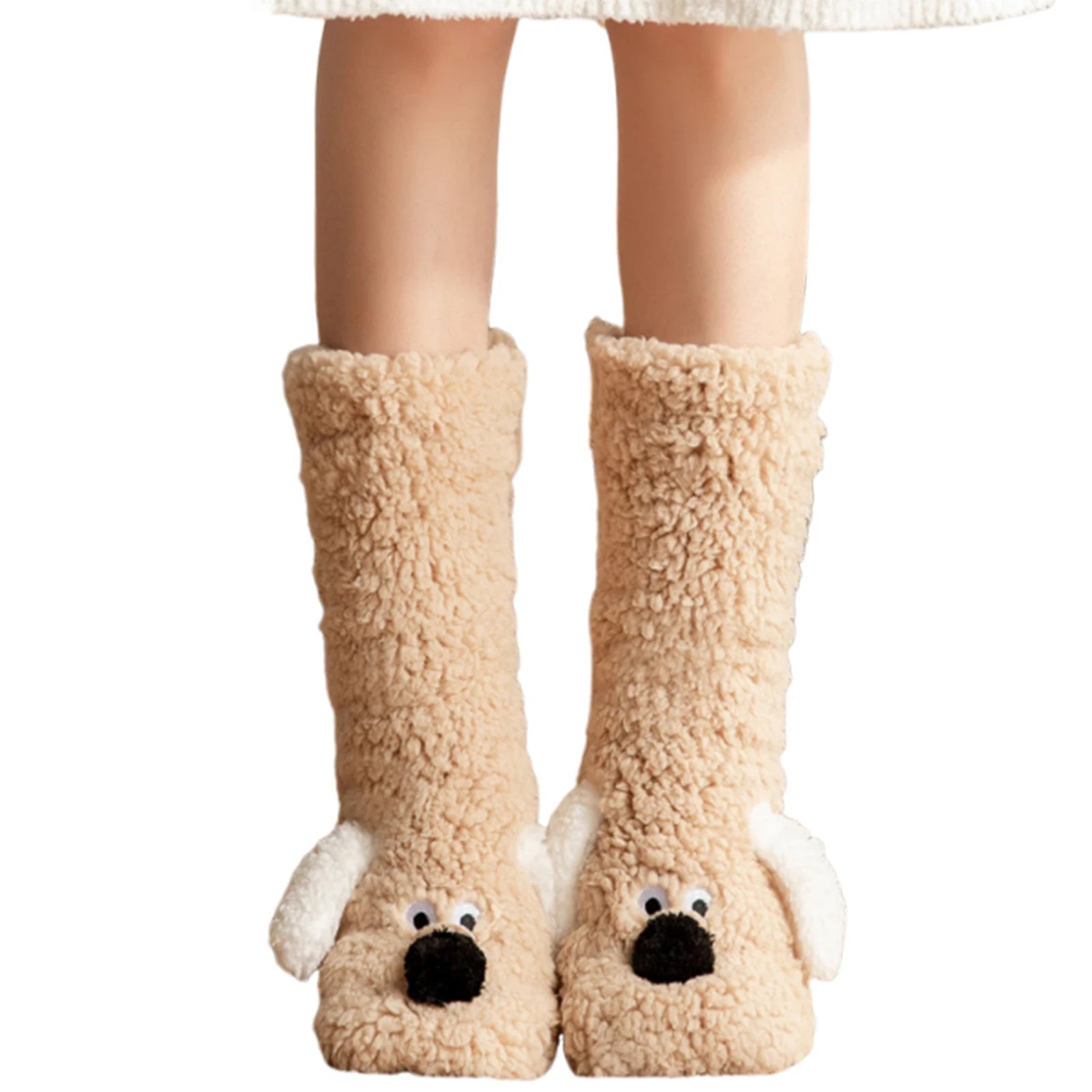 Calcetines peludos de perro lindo, calentadores de piernas de invierno