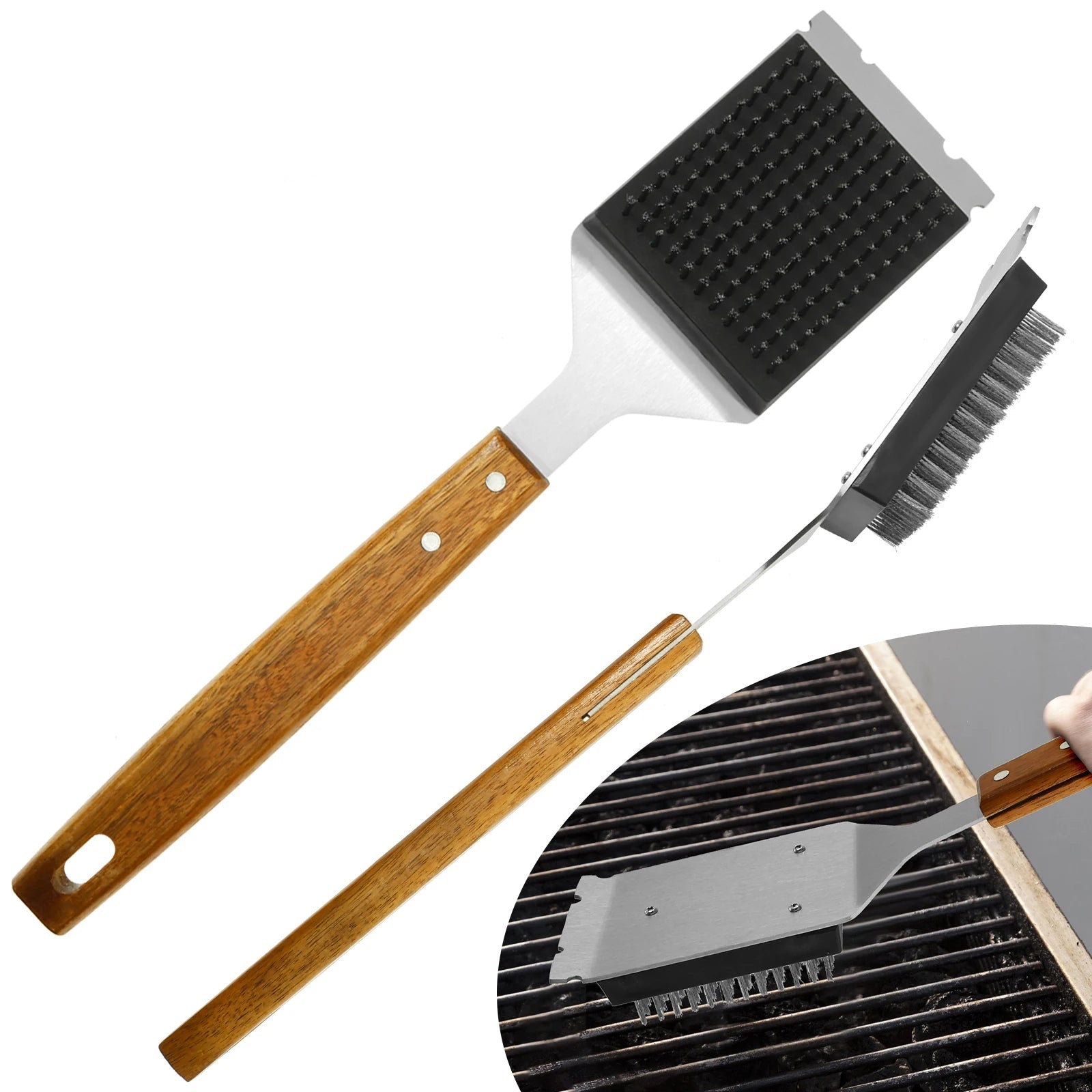 Long Handle Barbecue Grill Brush with Scraper - TRENDVYO