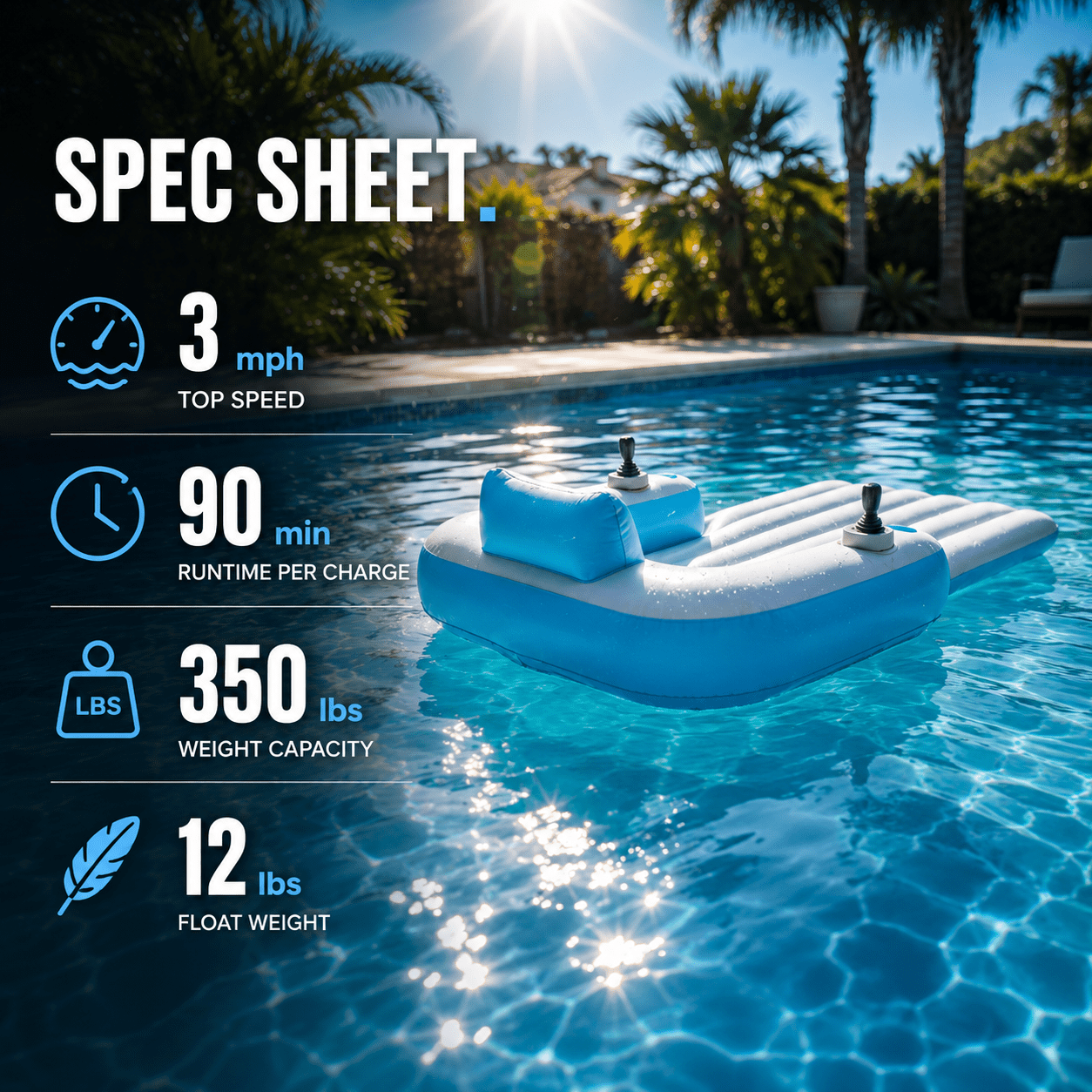 Motorized Pool Lounger Pro - TRENDVYO