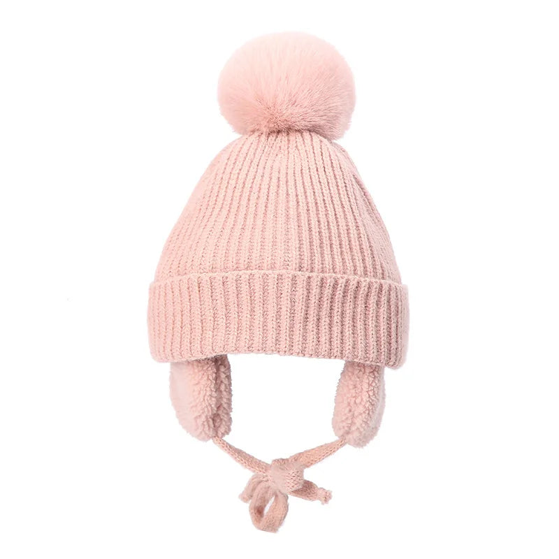 Gorro de invierno de punto para niños con orejeras