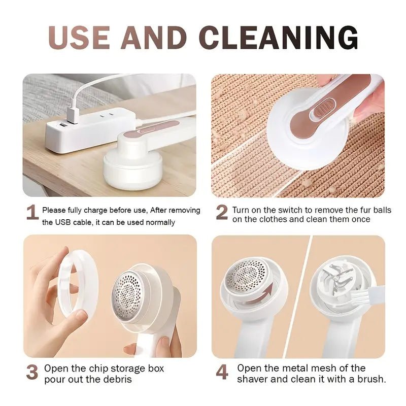 Rechargeable Electric Lint Remover for Clothing, Furniture, and Carpets - TRENDVYO