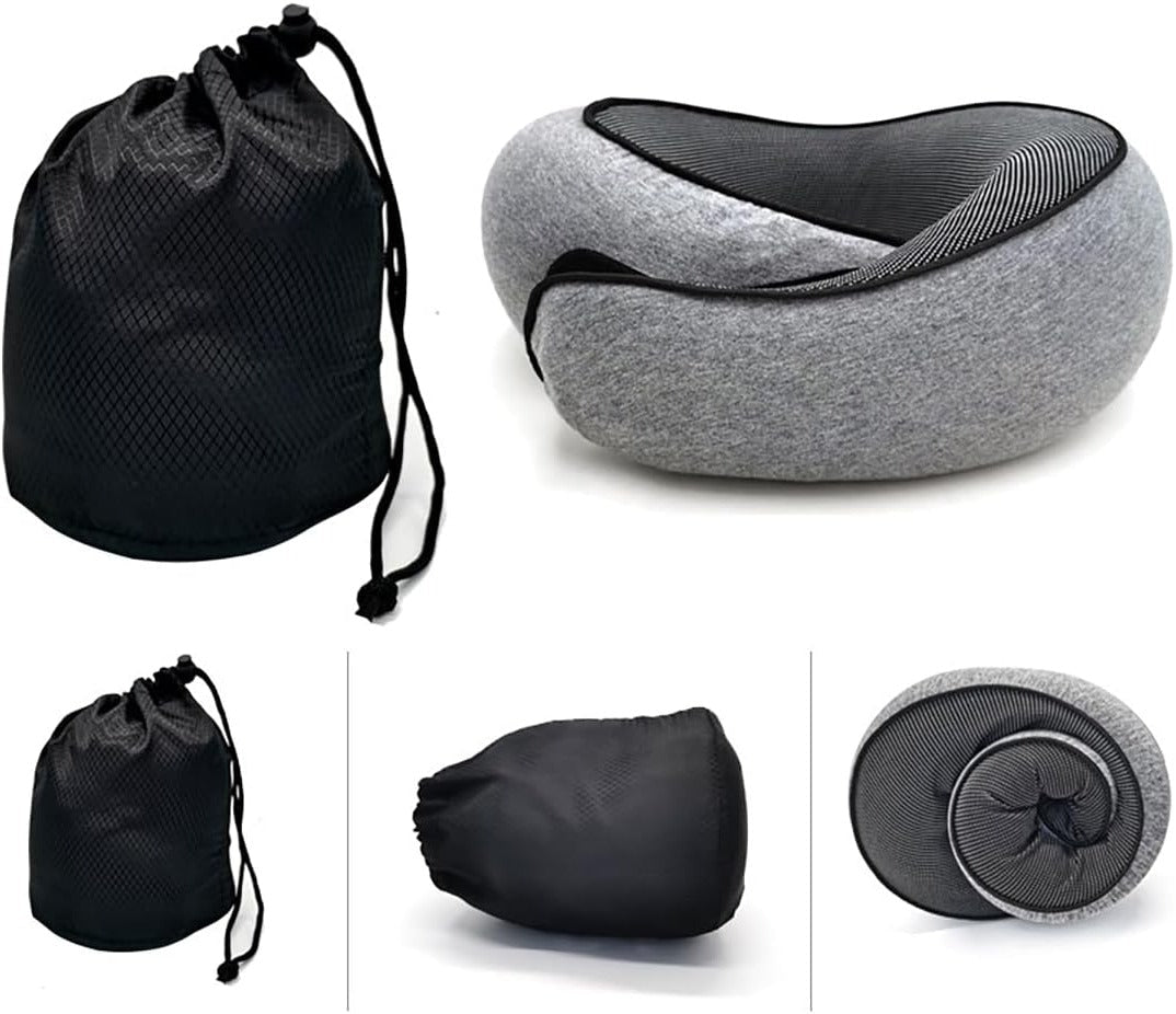Snail Style Memory Foam Travel Curved Neck Pillow - U-shaped, Portable, Adjustable Support Neck Brace Pillow - TRENDVYO