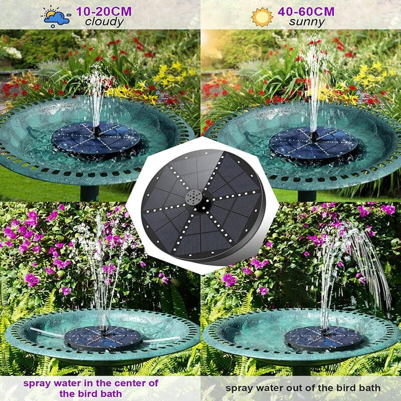 Solar Fountain with 60 LED Lights - TRENDVYO
