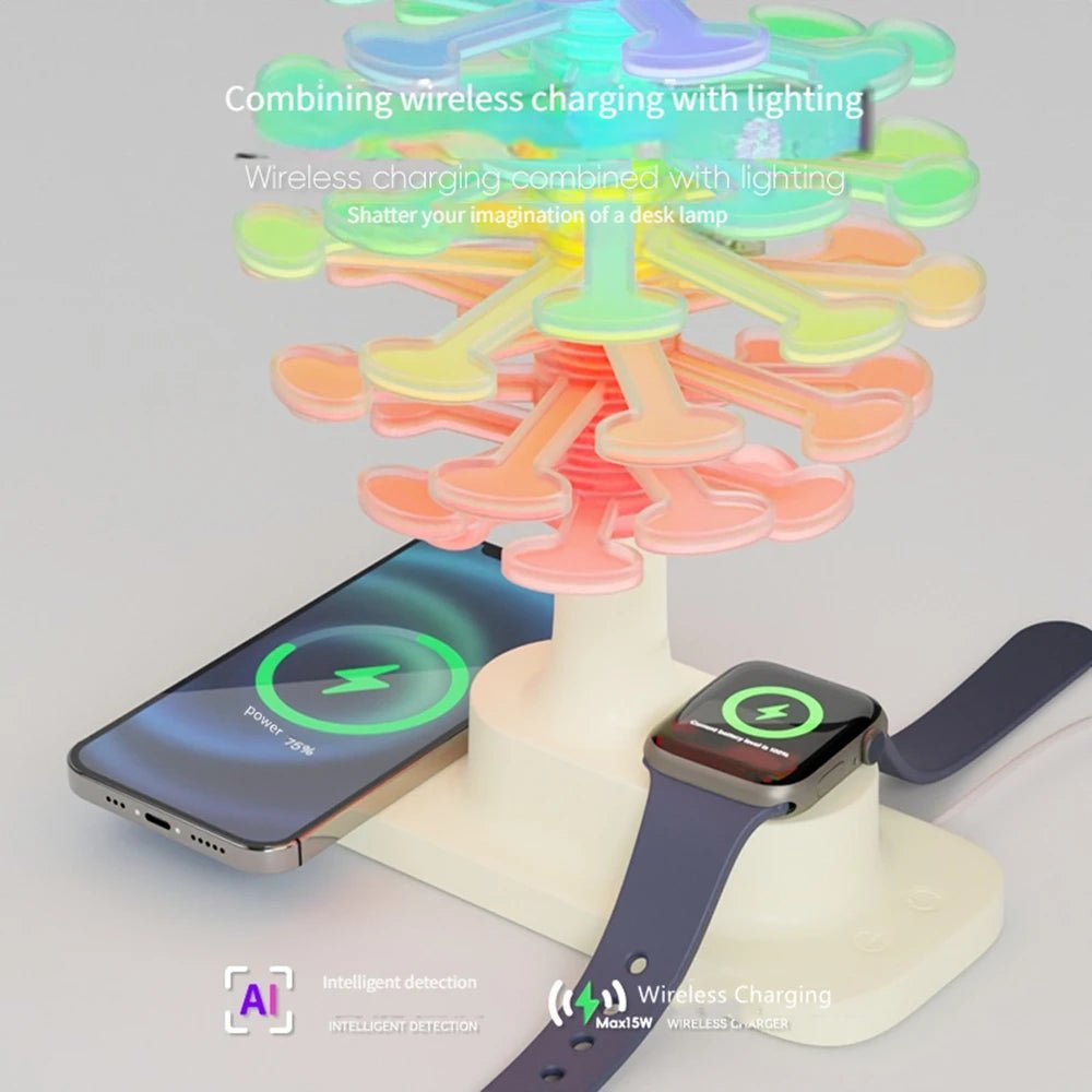 Spiral Tree Table Lamp with Integrated Wireless Charger - TRENDVYO