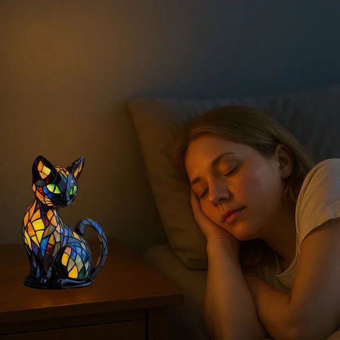 Stained Glass Cat Table Lamp - TRENDVYO