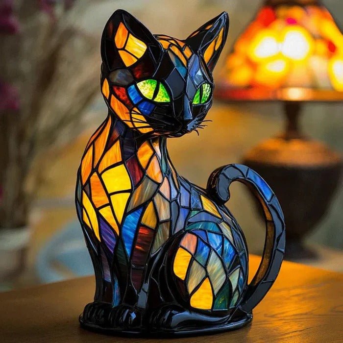 Stained Glass Cat Table Lamp - TRENDVYO