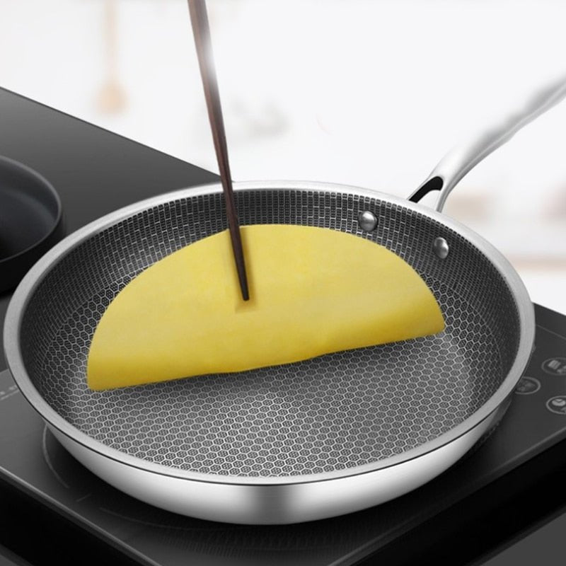 Stainless steel frying pan with non-stick coating for effortless cooking - TRENDVYO