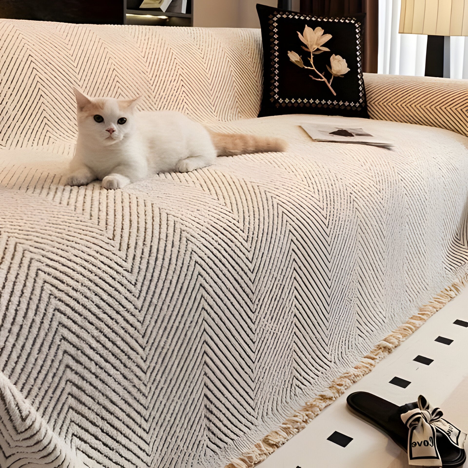 Stripe Herringbone Couch Cover - TRENDVYO
