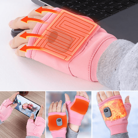 USB Rechargeable Heated Fingerless Gloves - TRENDVYO