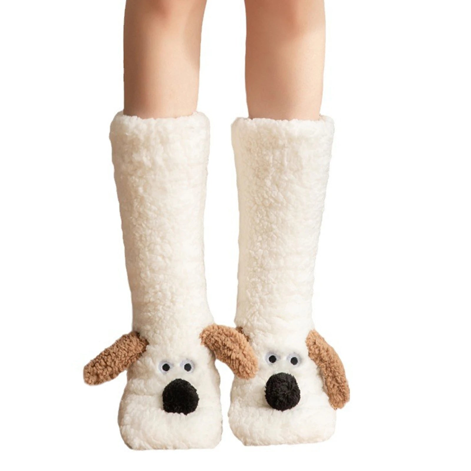Calcetines peludos de perro lindo, calentadores de piernas de invierno