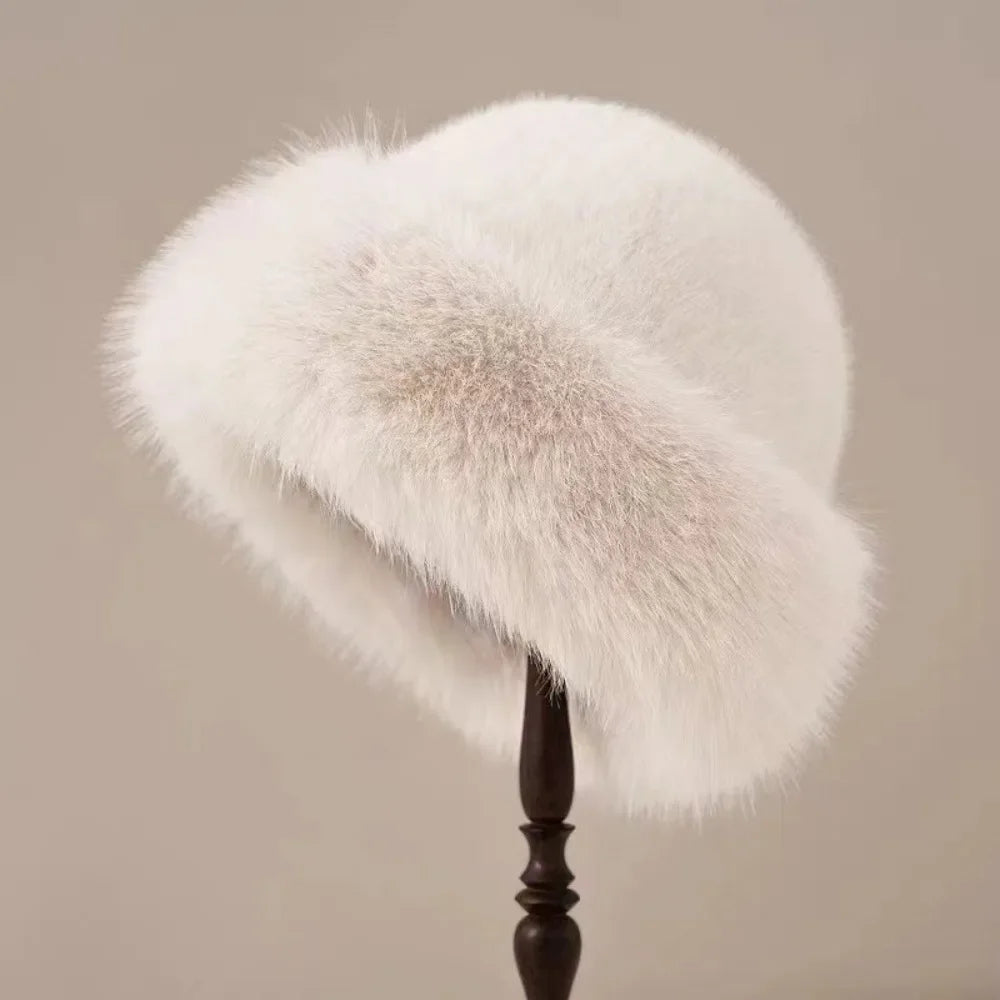 Sombrero de cubo de invierno de felpa para mujer