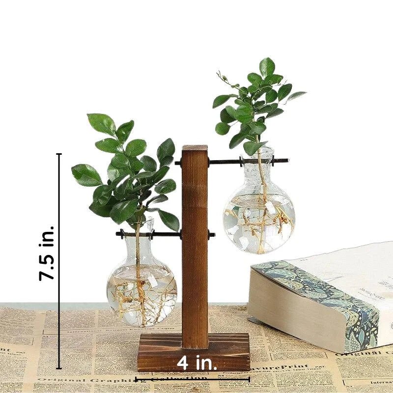 Wooden Frame Hydroponic Plant Vase - TRENDVYO